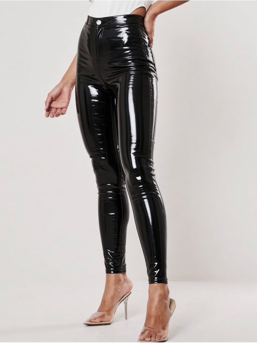 NWT Missguided Black Vinyl High-Waist Skinny Pants